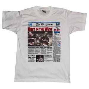 Vintage 1992 Portland Trail Blazers‎ Best in The West NBA TShirt Oregonian Large